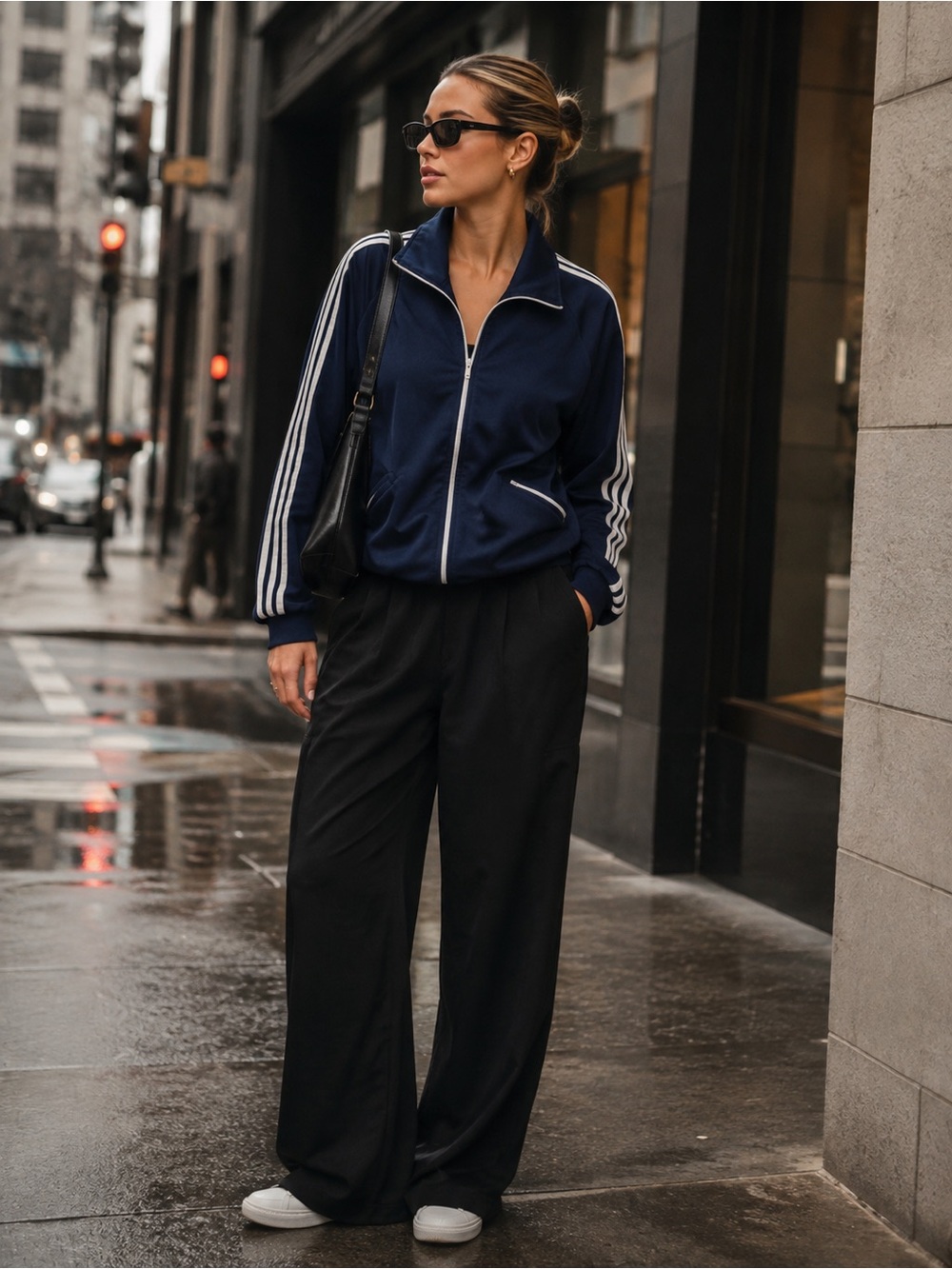 Vintage Royal Blue Soccer Track Varsity Jacket White Stripes Athleisure M
